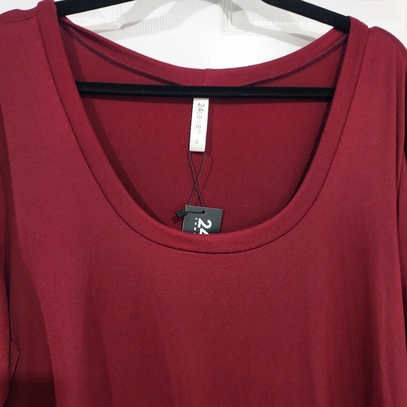 NWOT 24seven Comfort Apparel Wine Fit and Flare Plus Size Dress in Size 3X - Picture 5 of 12